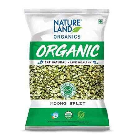 Natureland Organics Moong Chilka / Split 500 Gm - Organic Healthy Pulses
